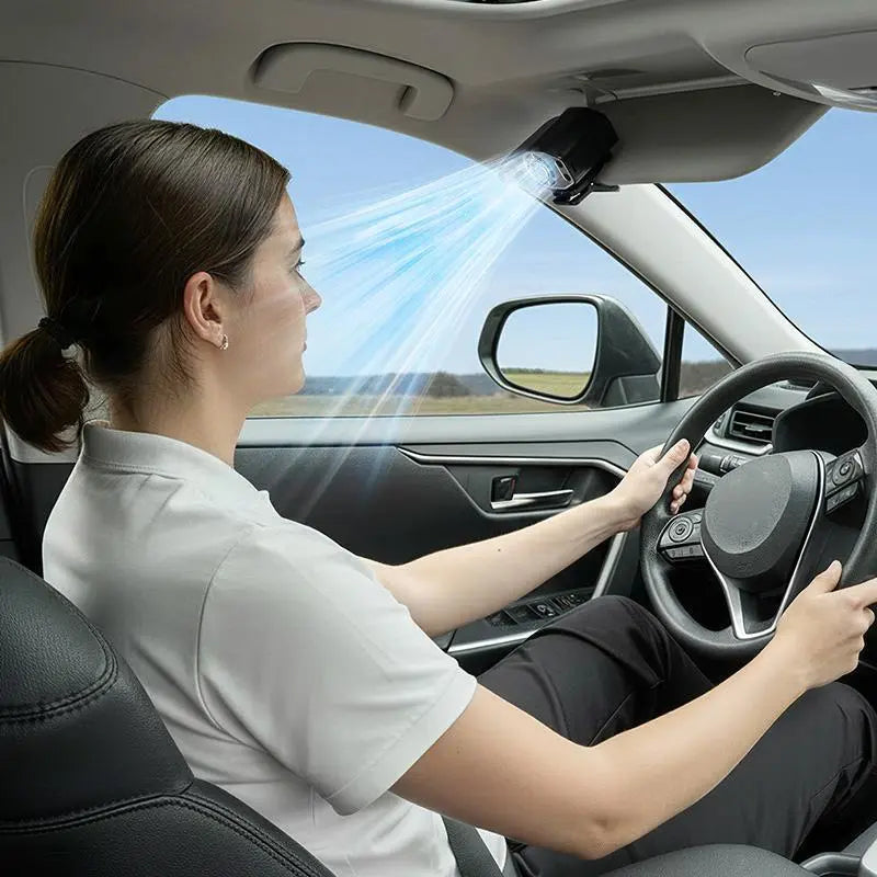 🌟Summer Child Car Clip Fan - 360° Rotation, Adjustable, USB Rechargeable, Wide Clamp Blower, 16℃ Cooling, 20Hr 3000Mah Battery, Personal Fan for Car