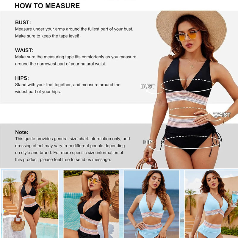 🔥 Sizes S–4XL available 🔥 2026 high-waisted, tummy-shaping color-block bikinis