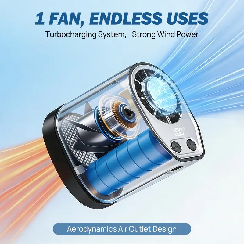 🌟Summer Child Car Clip Fan - 360° Rotation, Adjustable, USB Rechargeable, Wide Clamp Blower, 16℃ Cooling, 20Hr 3000Mah Battery, Personal Fan for Car