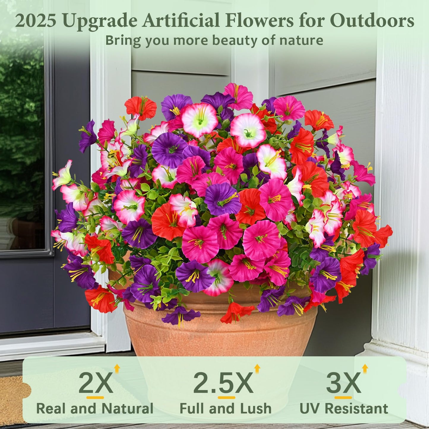🌸 UV-resistant artificial petunias – colourful flowers all year round, with no maintenance required! 🌿✨