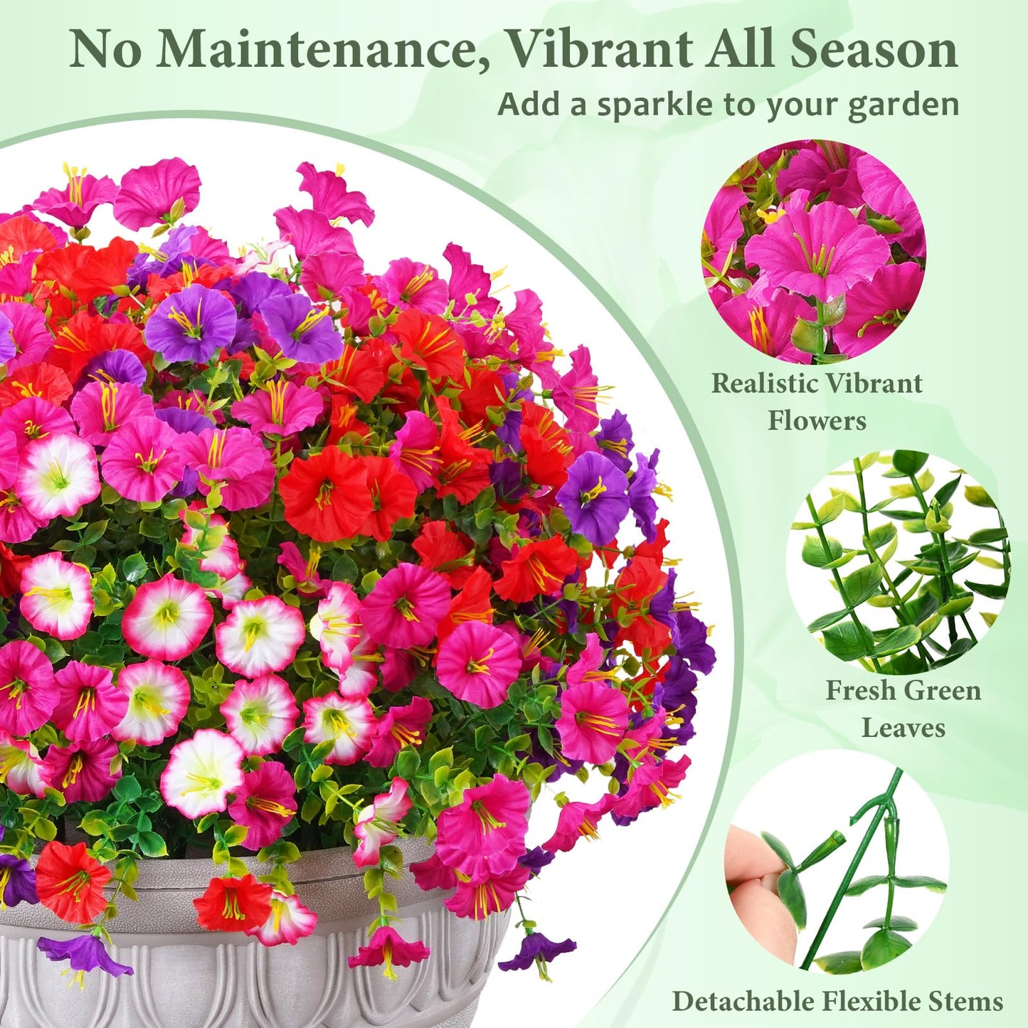 🌸 UV-resistant artificial petunias – colourful flowers all year round, with no maintenance required! 🌿✨