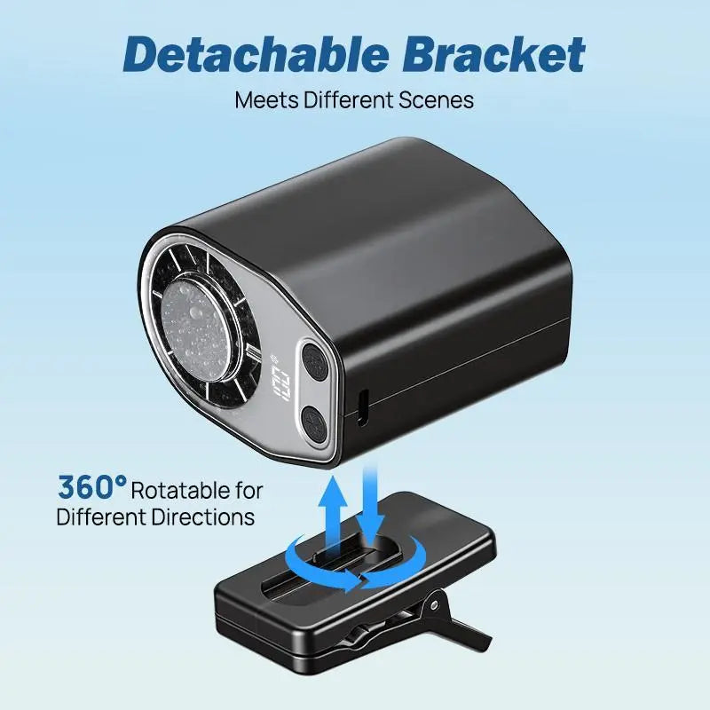 🌟Summer Child Car Clip Fan - 360° Rotation, Adjustable, USB Rechargeable, Wide Clamp Blower, 16℃ Cooling, 20Hr 3000Mah Battery, Personal Fan for Car