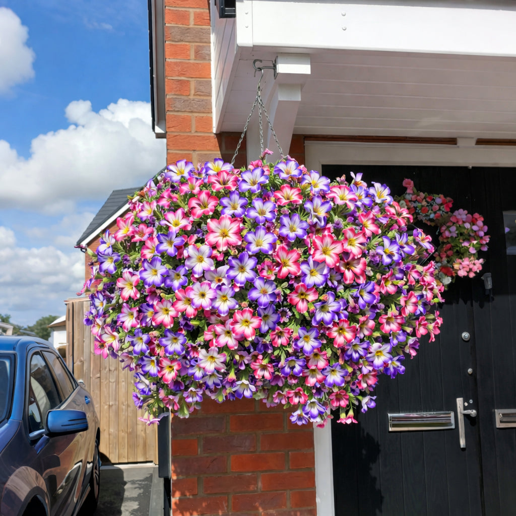 🌸 UV-resistant artificial petunias – colourful flowers all year round, with no maintenance required! 🌿✨